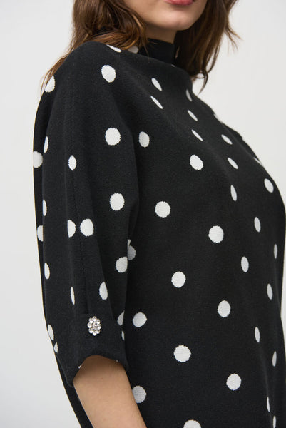 Joseph Ribkoff 244936 Polka Dot Jacquard Sweater