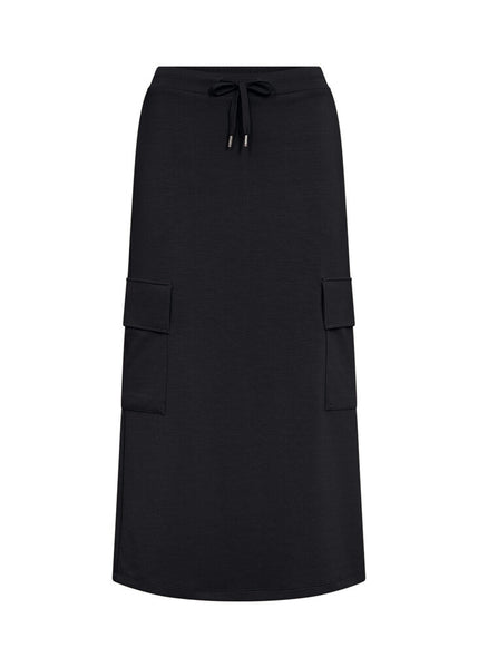 Soyaconcept 'Banu' Cargo Midi Skirt with Drawstring Waist - Black