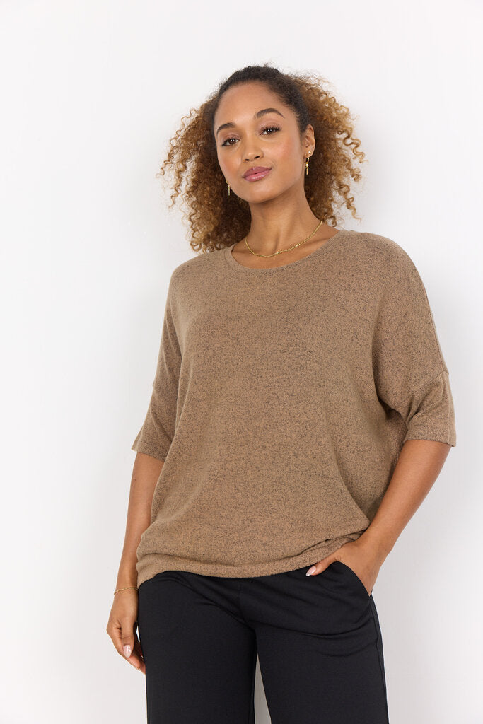 Soyaconcept 'Biara' Short Sleeve Top - Desert Brown