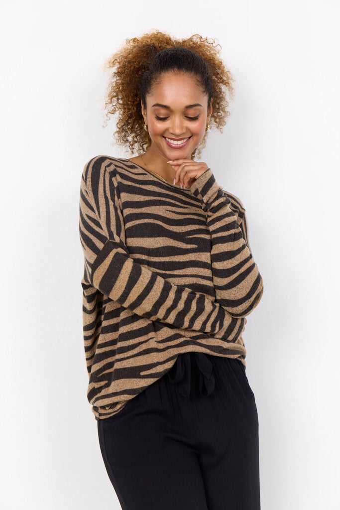 Soyaconcept 'Biara' Zebra Print Top - Desert Brown