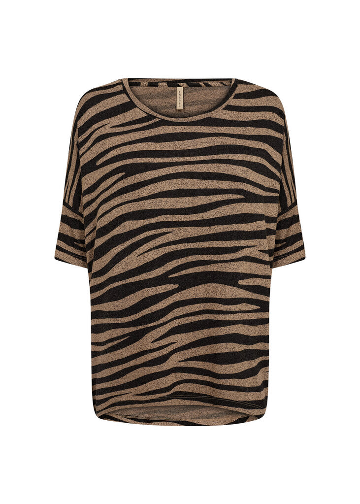 Soyaconcept 'Biara' Short Sleeve Zebra Print Top