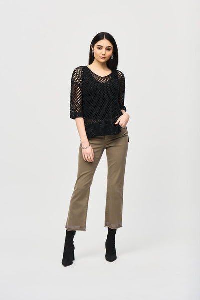 Joseph Ribkoff 241922 Open Stitch Sequin Sweater