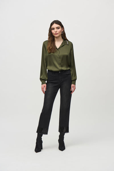 Joseph Ribkoff 244948 Sequin Trim Denim