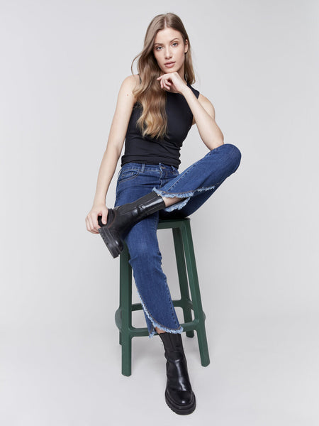 Charlie B Front Tulip Hem Jeans - Indigo