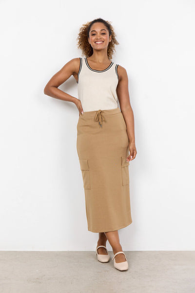 Soyaconcept 'Banu' Cargo Midi Skirt - Desert Brown