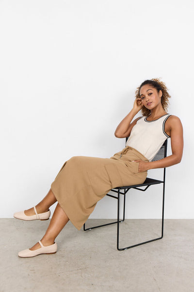 Soyaconcept 'Banu' Cargo Midi Skirt - Desert Brown