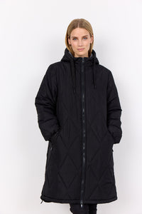 Soyaconcept 'Fenya' Quilted Hooded Coat - Black