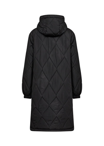 Soyaconcept 'Fenya' Quilted Hooded Coat - Black