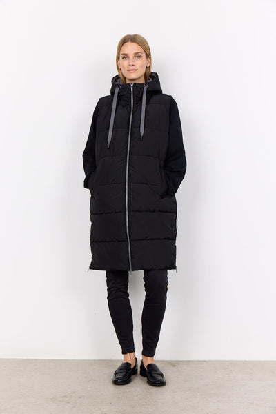 Soyaconcept 'Nina' Long Puffer Vest - Black