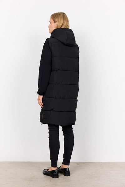 Soyaconcept 'Nina' Long Puffer Vest - Black