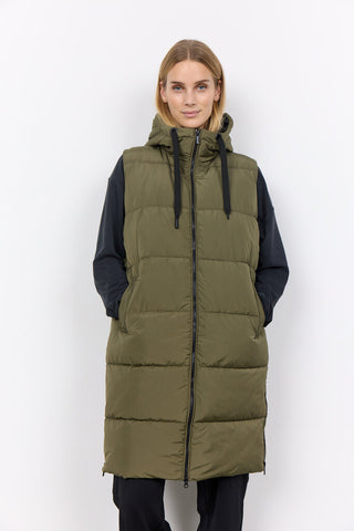 Soyaconcept 'Nina' Long Puffer Vest - Army