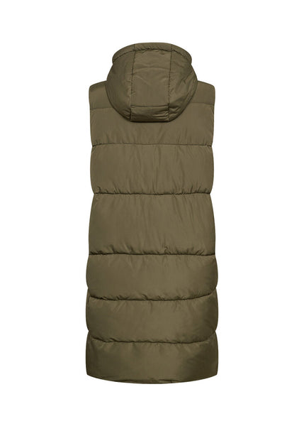 Soyaconcept 'Nina' Long Puffer Vest - Army