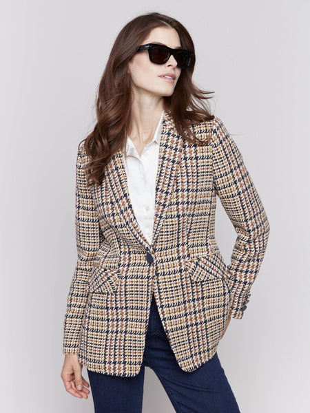 Charlie B Plaid Tailored Blazer - Terracotta Plaid