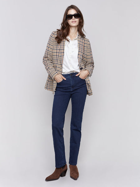 Charlie B Plaid Tailored Blazer - Terracotta Plaid