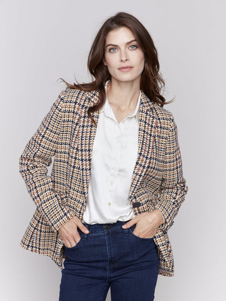 Charlie B Plaid Tailored Blazer - Terracotta Plaid