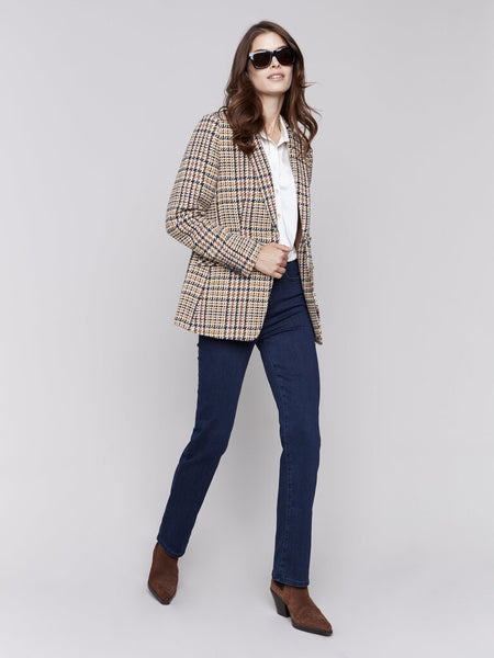 Charlie B Plaid Tailored Blazer - Terracotta Plaid