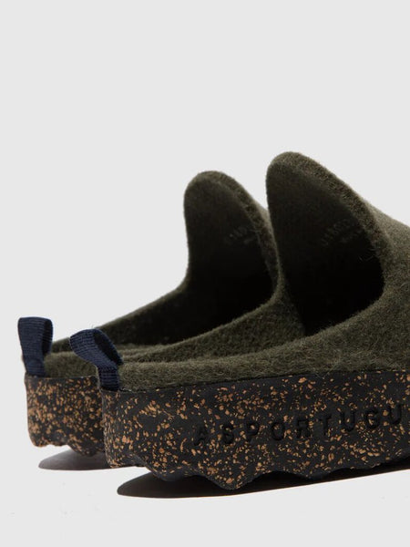 Asportuguesas 'Come' Round Toe Mules - Military Green