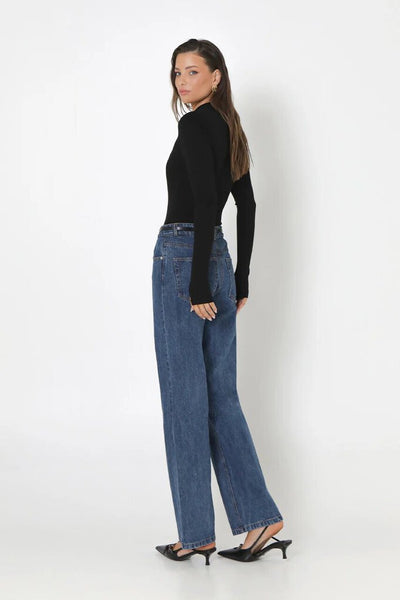 Madison the Label 'Cassidy' Ribbed Top - Black