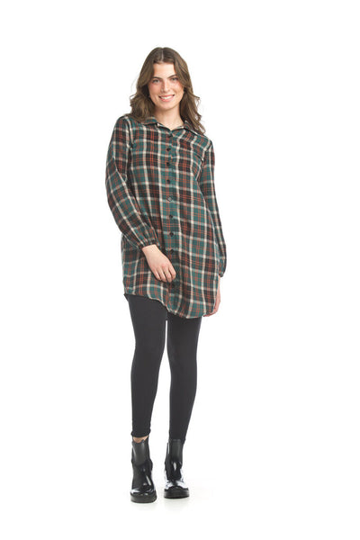 Papillon Green Plaid Shirt Dress