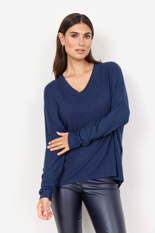 Soyaconcept 'Biara' V-Neck Top - Blue Iris