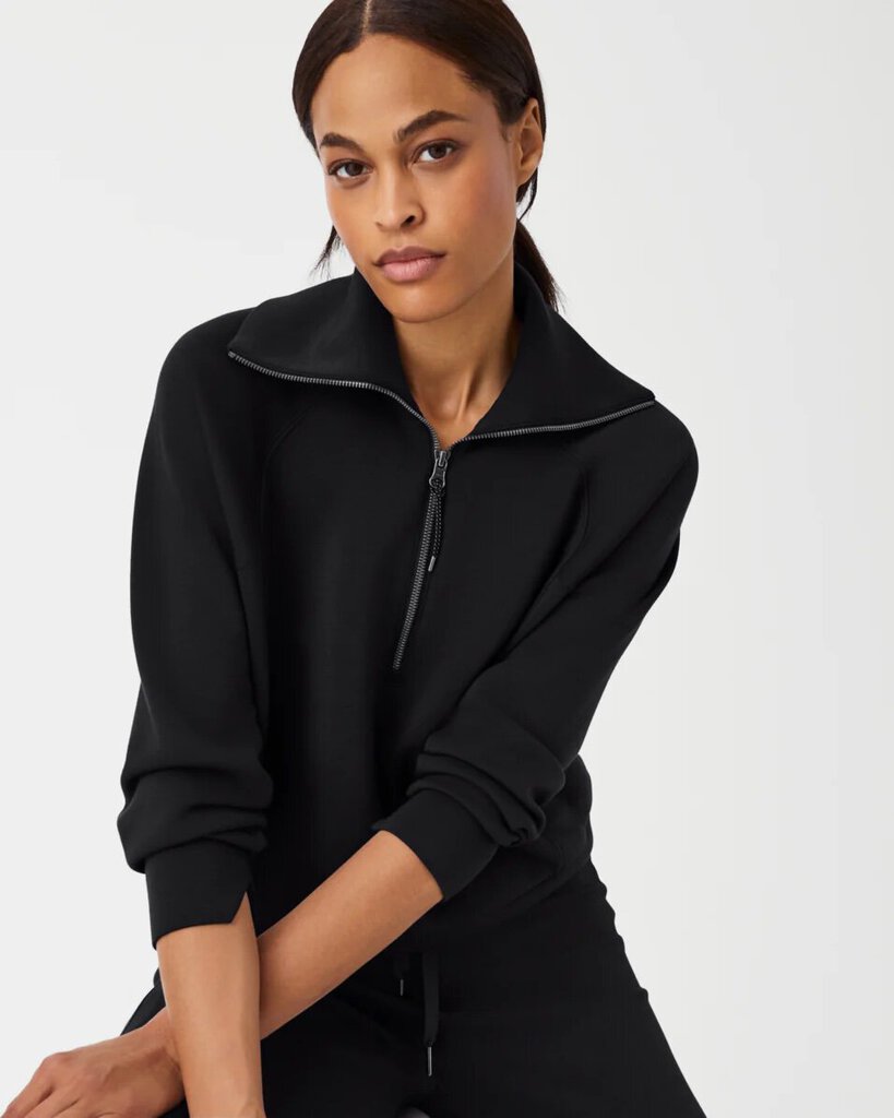 Spanx AirEssentials Half Zip Sweatshirt - Very Black
