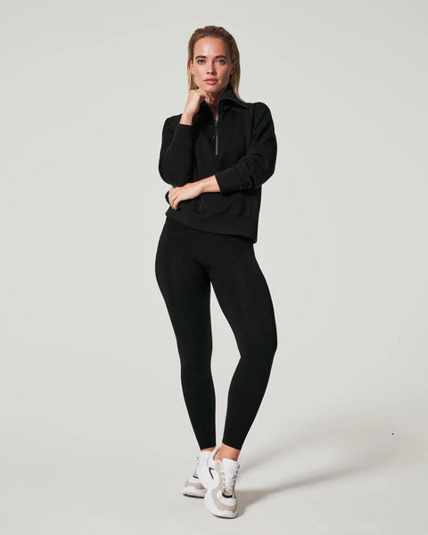 Spanx AirEssentials Half Zip Sweatshirt - Very Black