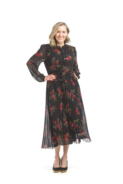 Papillon Black Floral Midi Dress