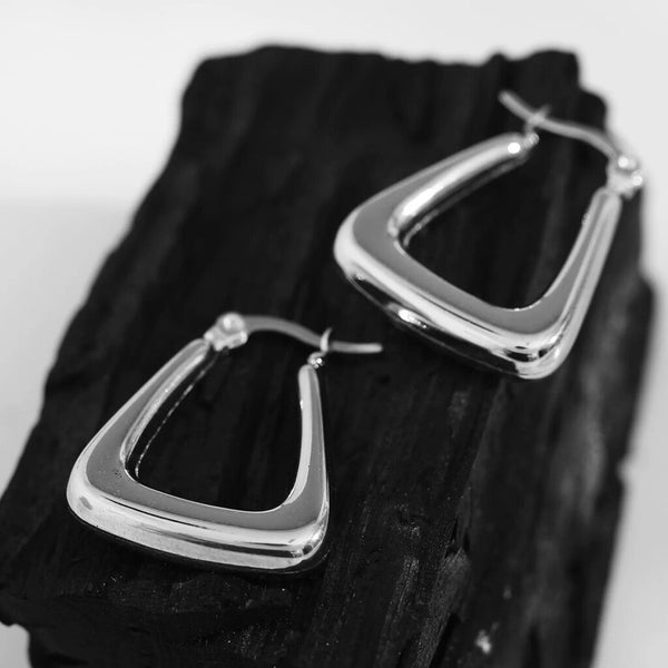 Hackney Nine 'Anika' Chunky Triangle Hoops - Silver