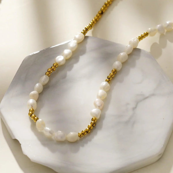 Hackney Nine 'Helga' Mixed Ball-Beads and Pearls Necklace - Gold