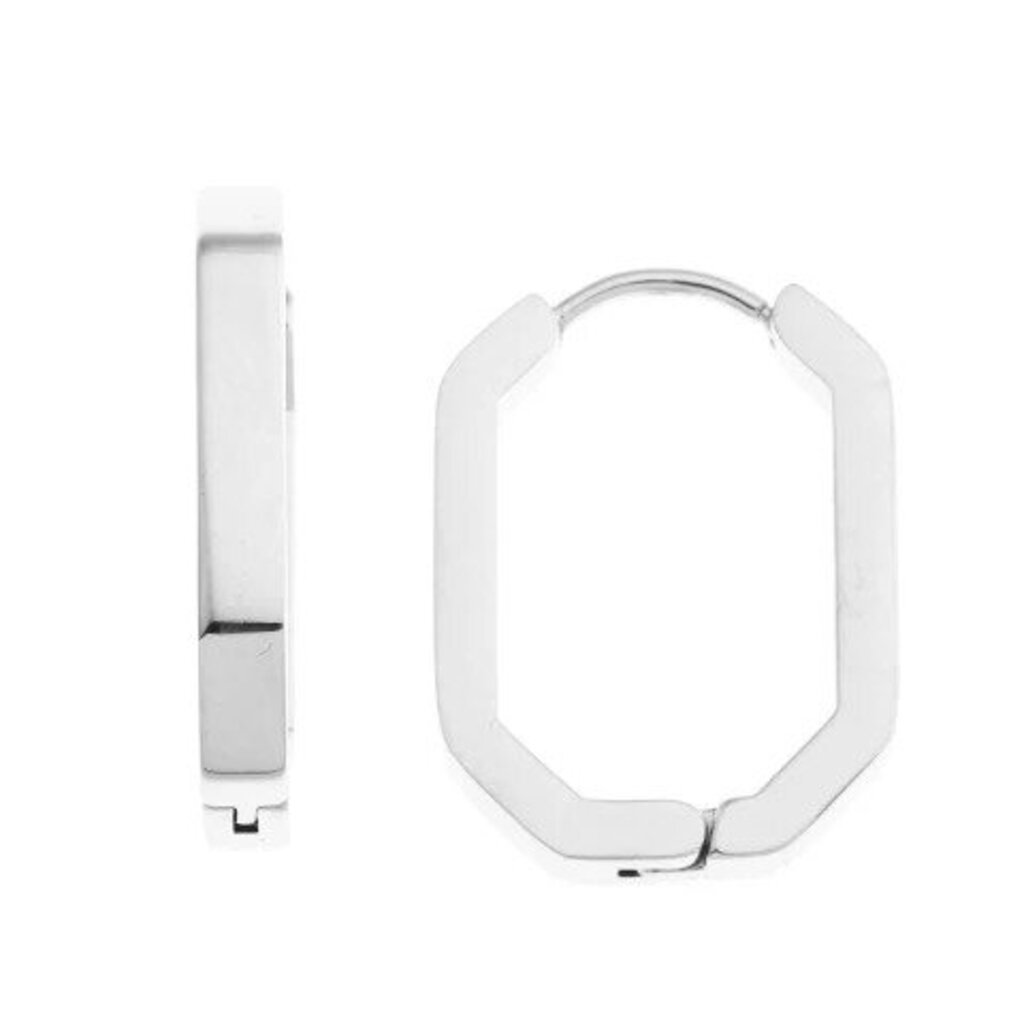 Hackney Nine 'Caccuri' Geometric Hoop Earrings - Silver