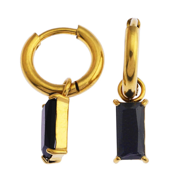 Hackney Nine 'Daysia' Black Crystal Drop Earrings - Gold