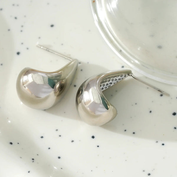 Hackney Nine 'Foria' Tear Drop Stud Earrings - Silver (White Gold)