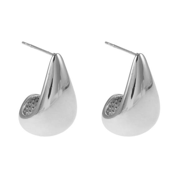 Hackney Nine 'Foria' Tear Drop Stud Earrings - Silver (White Gold)