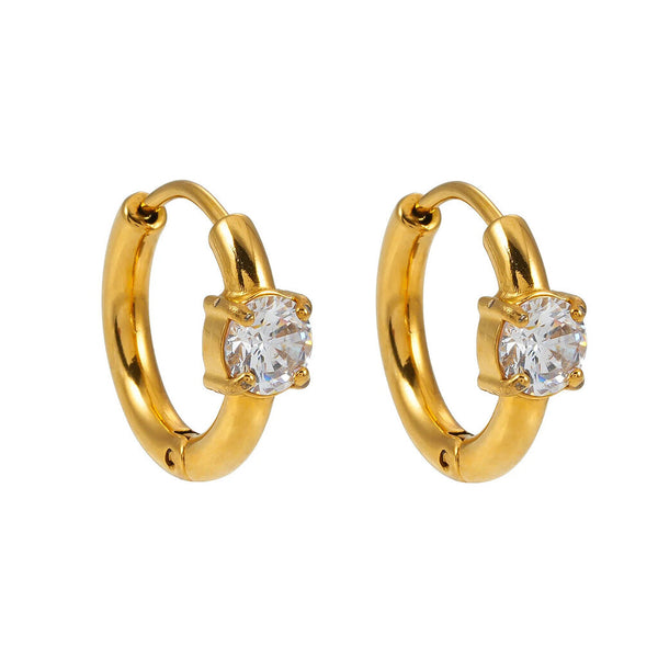 Hackney Nine 'Galena' Mini Hoop with Moissanite Stone - Gold
