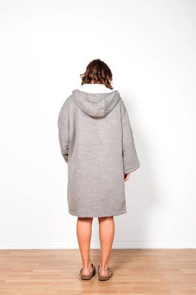 Tofino Towel 'Polar' Unisex Fleece-Lined Muslin Zip Poncho