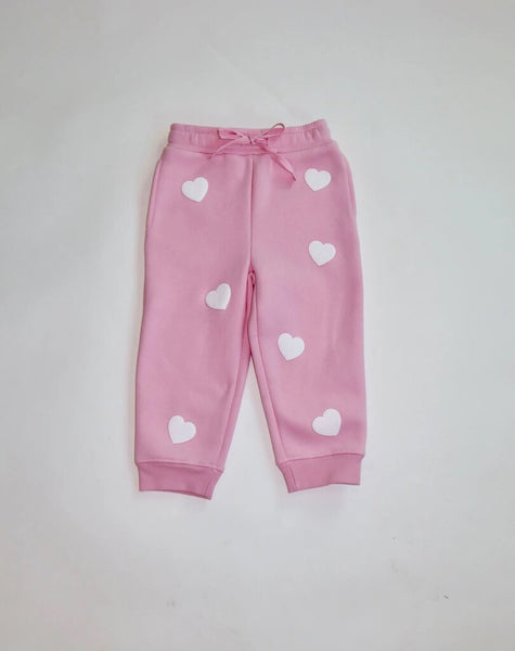 Brunette the Label 'All Over Hearts' Kids Oversized Jogger - Bubblegum Pink