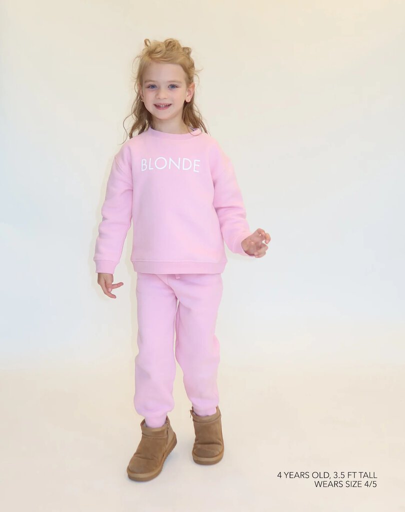 Brunette the Label 'Blonde' Kids Classic Crew - Bubblegum Pink