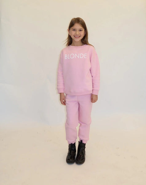 Brunette the Label 'Blonde' Kids Classic Crew - Bubblegum Pink