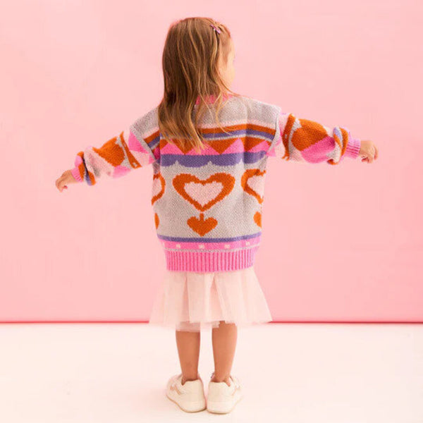 Cara & The Sky 'Poppy' Mini Me Heart Intarsia Kids Knitted Sweater