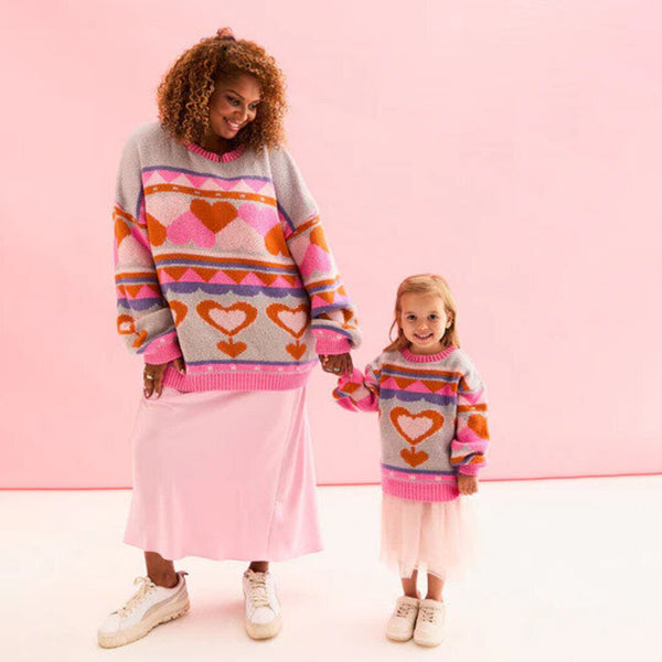 Cara & The Sky 'Poppy' Heart Intarsia Oversized Knit Sweater