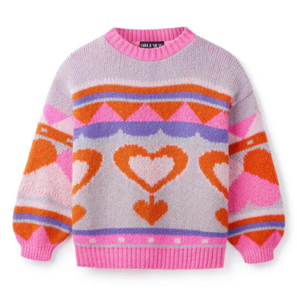 Cara & The Sky 'Poppy' Mini Me Heart Intarsia Kids Knitted Sweater