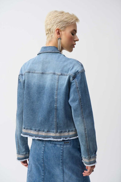 Joseph Ribkoff 251953 Vintage Blue Embroidered Denim Jacket