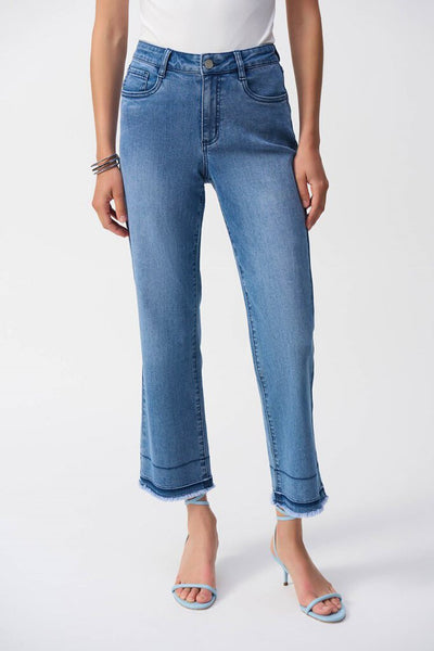 Joseph Ribkoff 251957 Vintage Blue Flare Crop Stretch Jeans