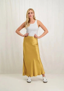 Circle of Trust 'Monroe' Wood Trush Satin Midi Skirt