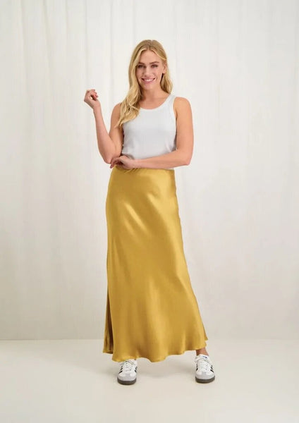 Circle of Trust 'Monroe' Wood Trush Satin Midi Skirt