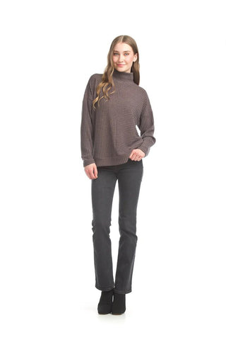 Papillon Ribbed Mock Neck Sweater - Mocha