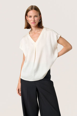 Soaked in Luxury 'Ioana' V-Neck Blouse - Whisper White