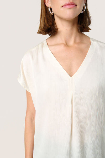 Soaked in Luxury 'Ioana' V-Neck Blouse - Whisper White