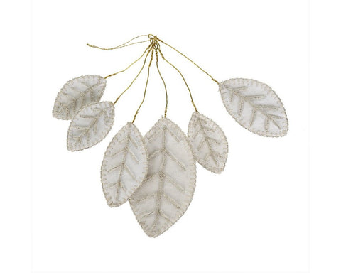 Beaded Magnolia Leaves Bundle Ornament