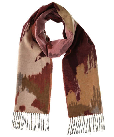 FRAAS Abstract Botanical Cashmink Scarf - Beetroot